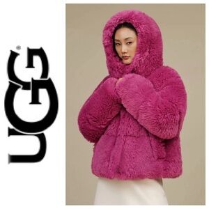 UGG Super Plush Faux Fur Ronney Puffer Jacket sz XL Ski Coat ~ Pink